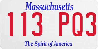 MA license plate 113PQ3