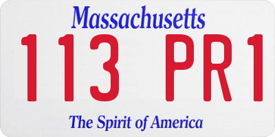 MA license plate 113PR1