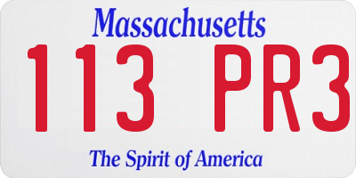 MA license plate 113PR3