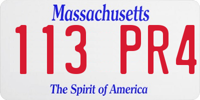 MA license plate 113PR4