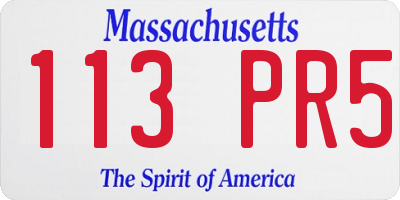 MA license plate 113PR5