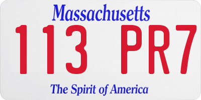 MA license plate 113PR7