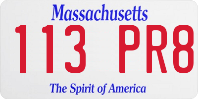 MA license plate 113PR8