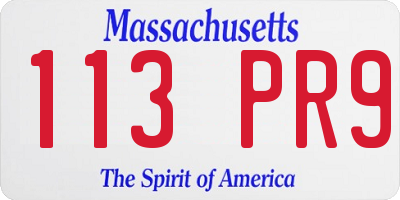 MA license plate 113PR9