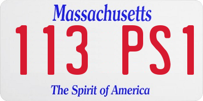 MA license plate 113PS1