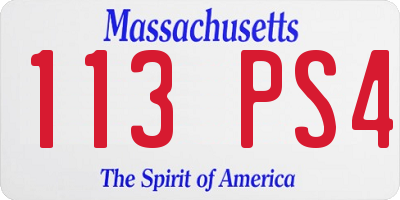 MA license plate 113PS4