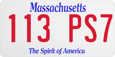 MA license plate 113PS7