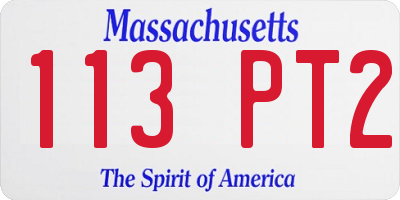 MA license plate 113PT2