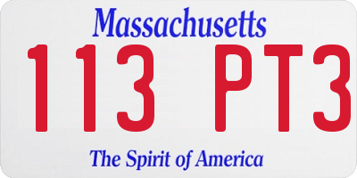 MA license plate 113PT3