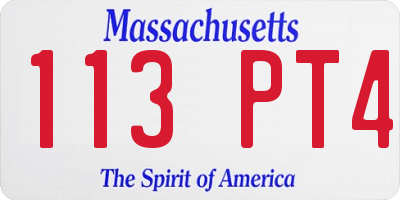 MA license plate 113PT4
