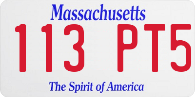 MA license plate 113PT5