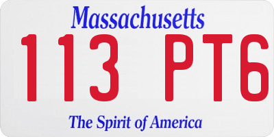 MA license plate 113PT6