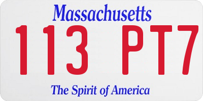 MA license plate 113PT7