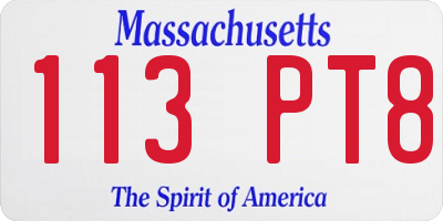 MA license plate 113PT8