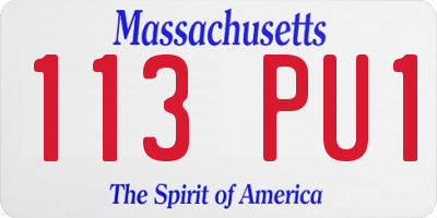 MA license plate 113PU1