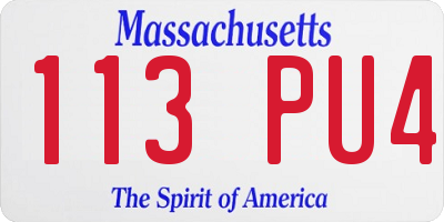 MA license plate 113PU4