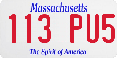 MA license plate 113PU5