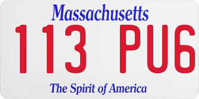 MA license plate 113PU6