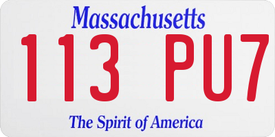 MA license plate 113PU7