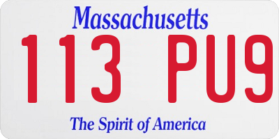 MA license plate 113PU9