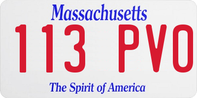 MA license plate 113PV0