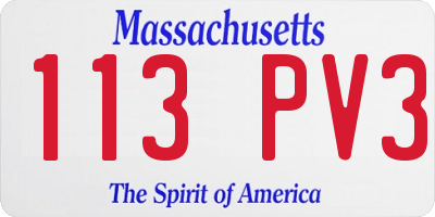 MA license plate 113PV3