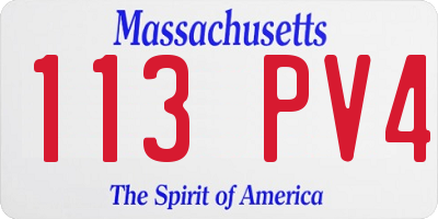 MA license plate 113PV4