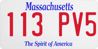 MA license plate 113PV5