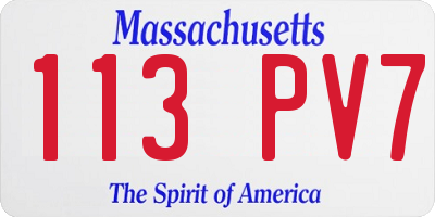 MA license plate 113PV7