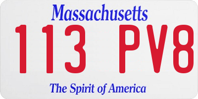 MA license plate 113PV8
