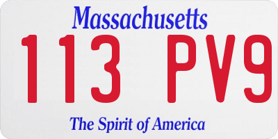 MA license plate 113PV9