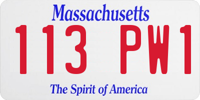 MA license plate 113PW1