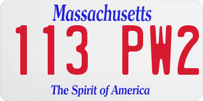MA license plate 113PW2
