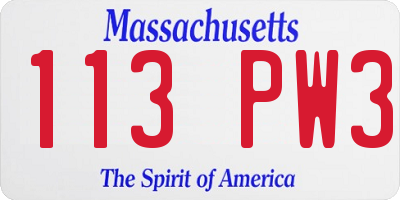 MA license plate 113PW3