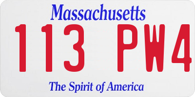MA license plate 113PW4