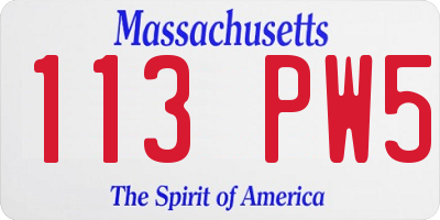 MA license plate 113PW5