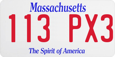 MA license plate 113PX3