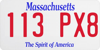 MA license plate 113PX8