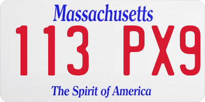 MA license plate 113PX9