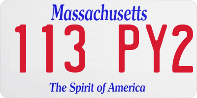MA license plate 113PY2