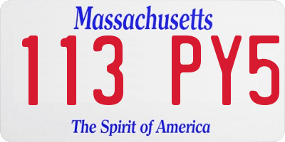 MA license plate 113PY5
