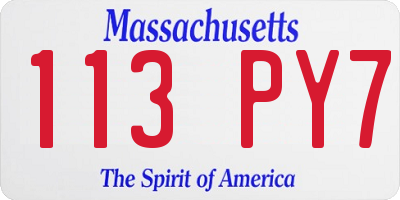 MA license plate 113PY7