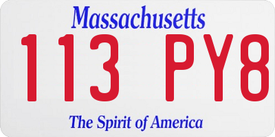MA license plate 113PY8