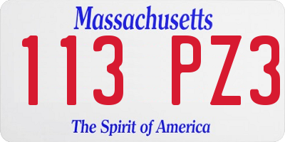 MA license plate 113PZ3