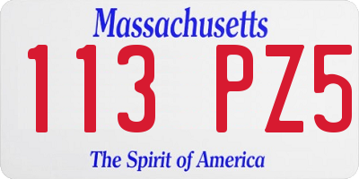 MA license plate 113PZ5