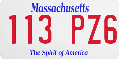 MA license plate 113PZ6
