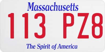 MA license plate 113PZ8