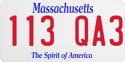 MA license plate 113QA3
