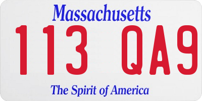 MA license plate 113QA9