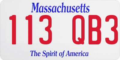 MA license plate 113QB3